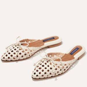 Margaux The Ballet Mule Ecru Woven Leather Pointed Toe Slip On handmade in Spain